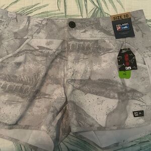 Pelagic Light Gray Fish Pattern Shorts